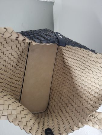 Damen Tasche geflochten dunkelblau Leder neuwertig