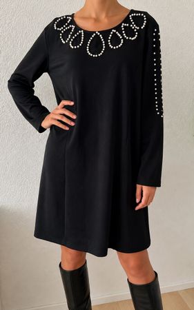 ✨ Shein Curve Kleid/Tunika schwarz mit Perlen 1XL ✨