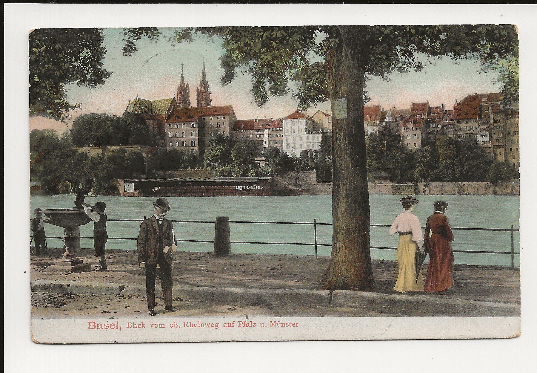 Ansichtskarten: AK 1908 Basel Blick vom oberen Rheinweg – Gebraucht aus Greifensee von 315WDO