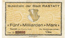 Rastatt 5 Mrd.Mark Reihe B 23.10.1923 VZ+-VZ++