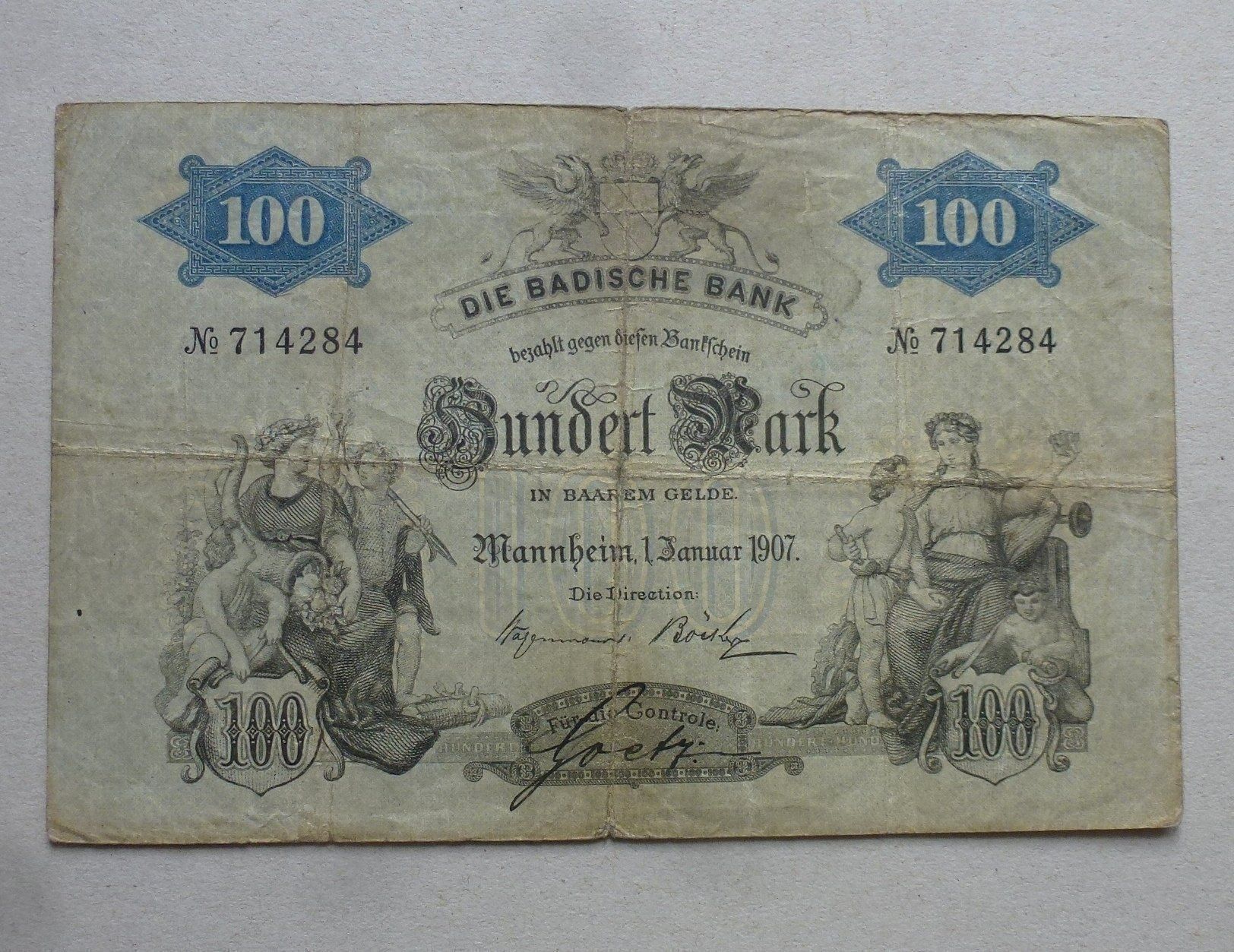 Billets de banque: Baden ++ 100.- Mark 1907 – D'occasion à Walkringen par Casablanca777