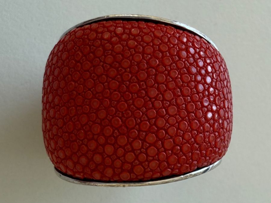 Anelli: Stingray Leder Ring, Gr. 17 / 55 mit Silber in rot – Usato da Zollikon venduto da dorean 2