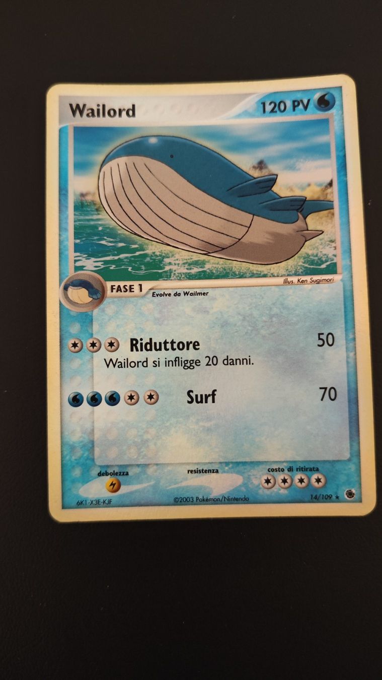 Pokémon Carte collezionabili: Pokemon Ruby and Sapphire Wailord 14/109 Reverse Holo – Usato da Gordola venduto da tos_wgt6