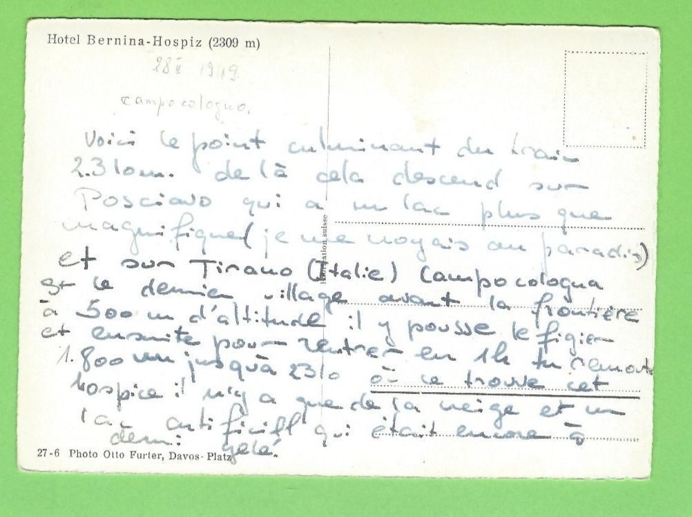Cartoline postali: Hotel Bernina-Hospiz – Usato da Zürich venduto da t24_de 1