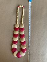 Collier vintage années 70 rose et blanc