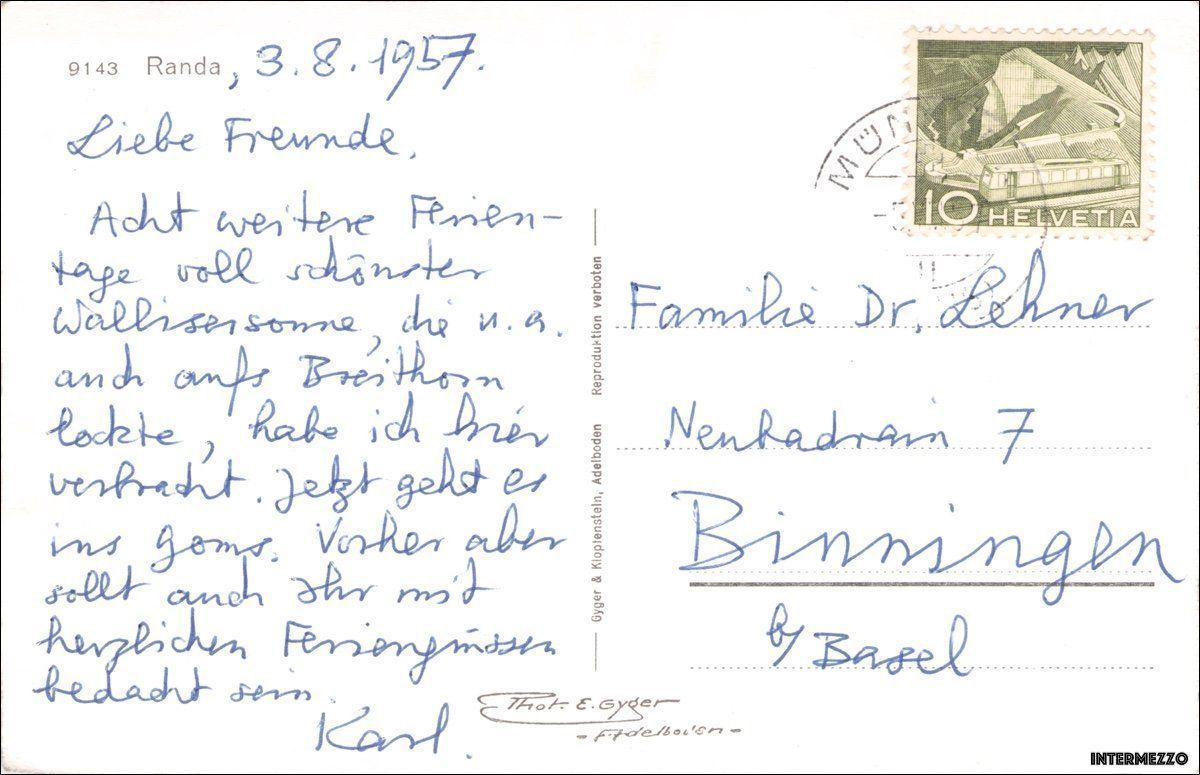Ansichtskarten: Randa VS // Dorf Mattertal 1957 – Gebraucht aus Basel von intermezzo12 1