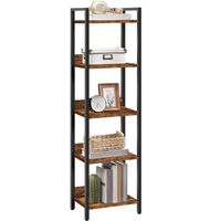 Bücherregal 5-stöckig, Metallrahmen Standregal rustikal
