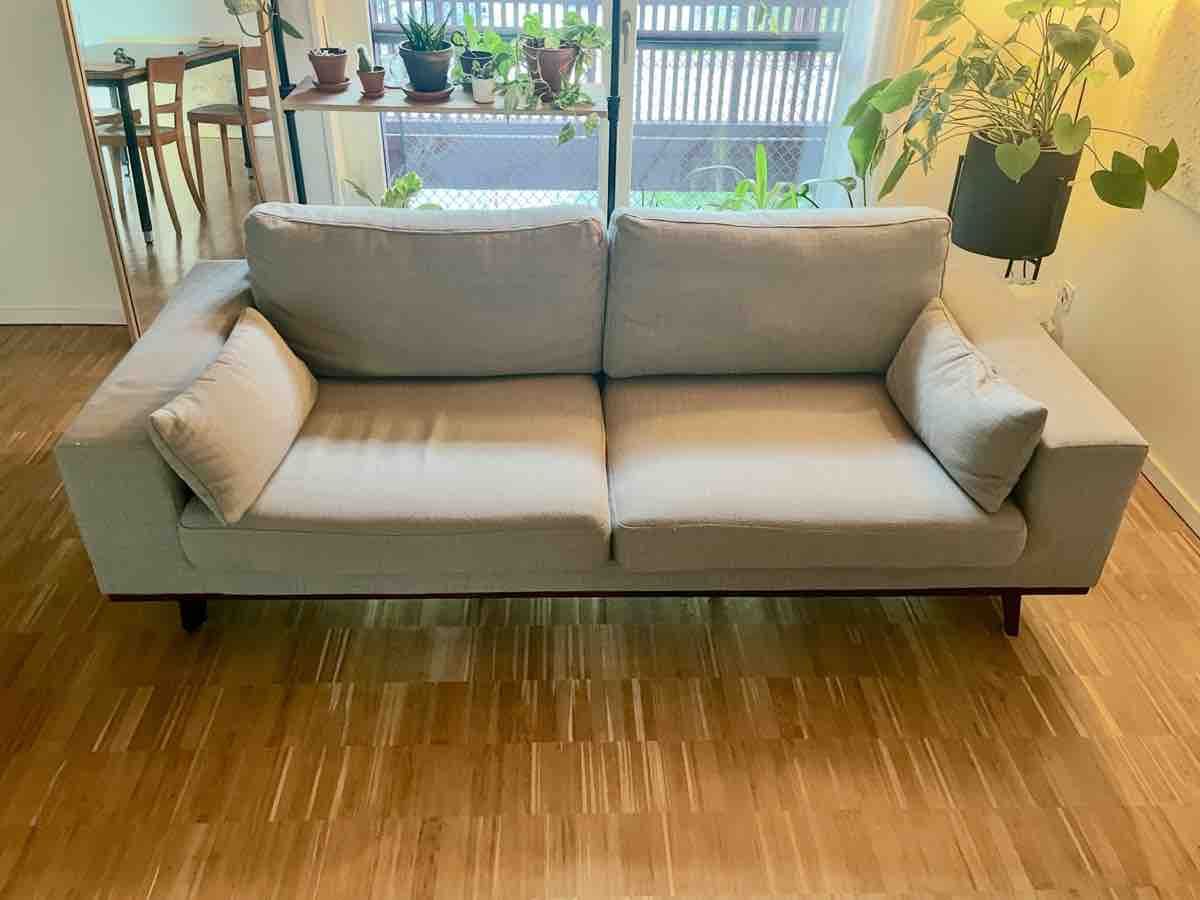 Divani: Sofa hellgrau mit Holzfüssen guter Zustand – Usato da Zürich venduto da Timsie 1