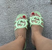 Gucci Damen Slides/Pantoletten, hellgrün, Sommer
