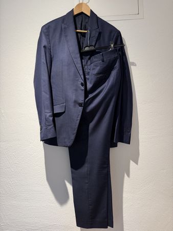 Massimo Dutti Herrenanzug, Blau, Gr. 50, Wolle Super 120s