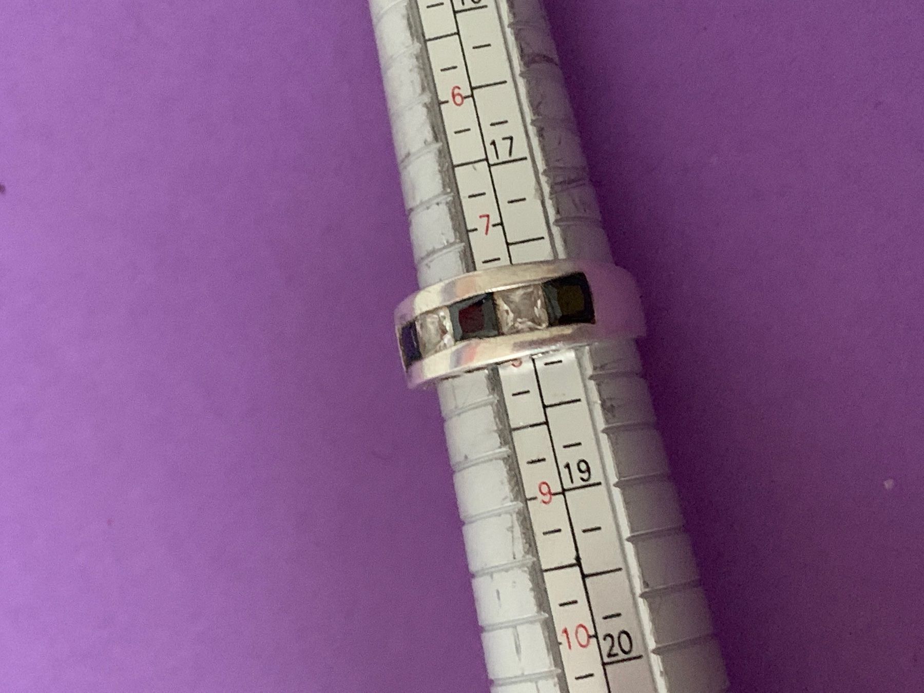 Ringe: Silberring lamellenglas schwarzweiss 57 – Gebraucht aus Dittingen von Bellevista 5