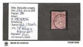 sitz. Helvetia Strubeli 15Rp HEIDEN (Befund Hermann)