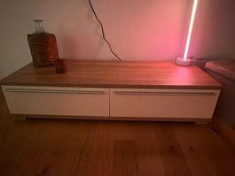 Lowboard with 2 drawers wood look white amazing condition