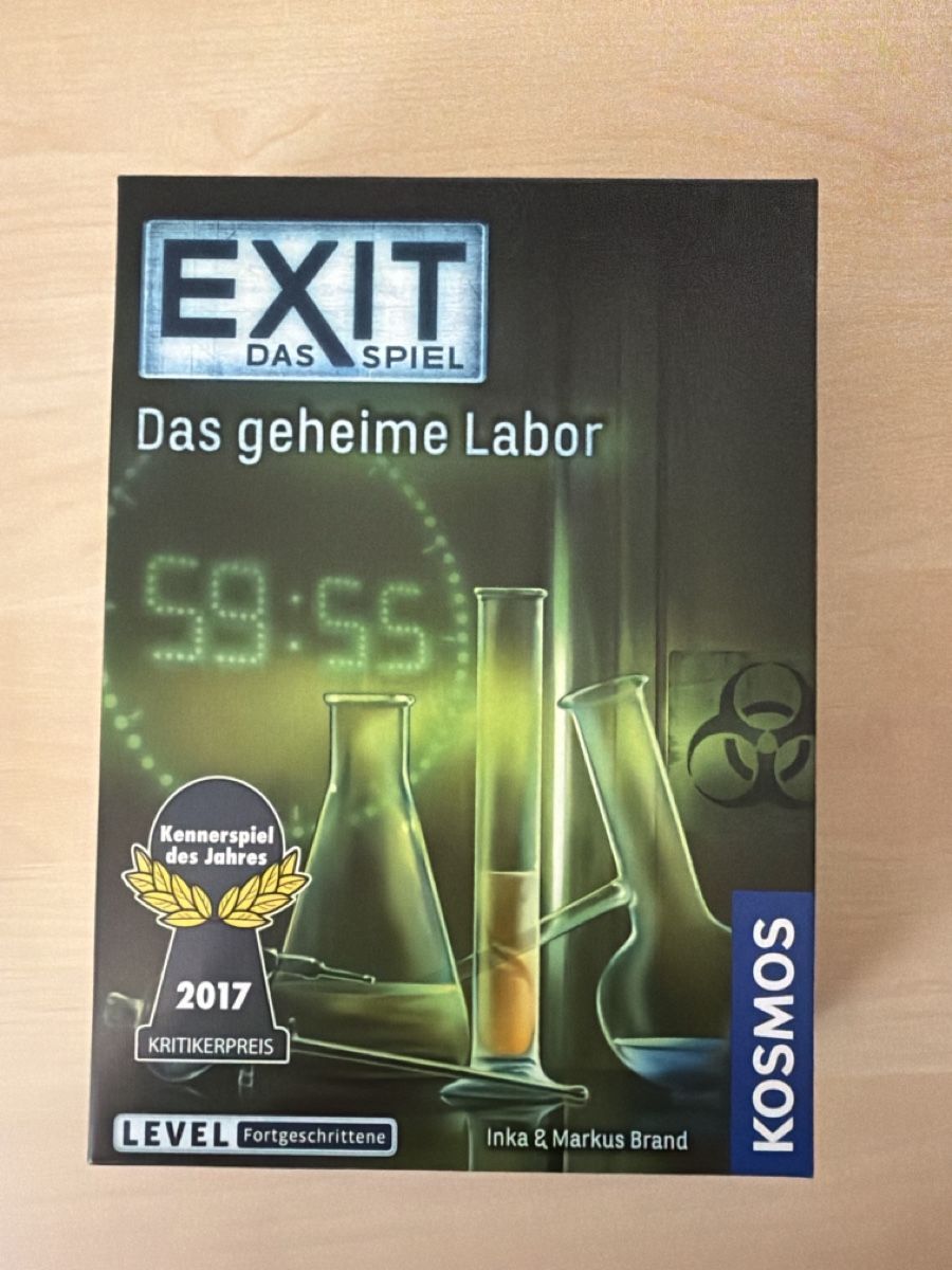 Kosmos Giochi: EXIT - Das geheime Labor, Kenner-Spiel des Jahres 2017 – Nuovo e nell'imballaggio originale da Hittnau venduto da PeterS75