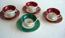 4 Vintage Porzellan Mokkatassen mit Untertassen Eschenbach