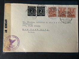 Schöner Zensurbrief 1947 von Marburg (D) nach New York USA