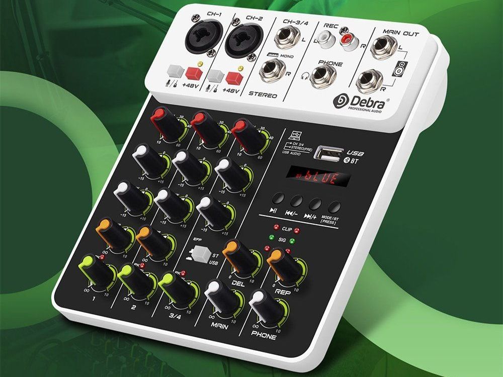 Console di mixaggio: PC-Aufnahme-Mischpult 4 Kanäle Bluetooth Audio-Interface – Nuovo e nell'imballaggio originale da Genève venduto da Top-Trend
