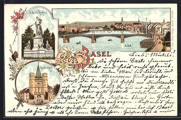 Cartes postales: Litho Basel, St. Jakobs Denkmal, Spalent – D'occasion à Berlin par bartko-reher