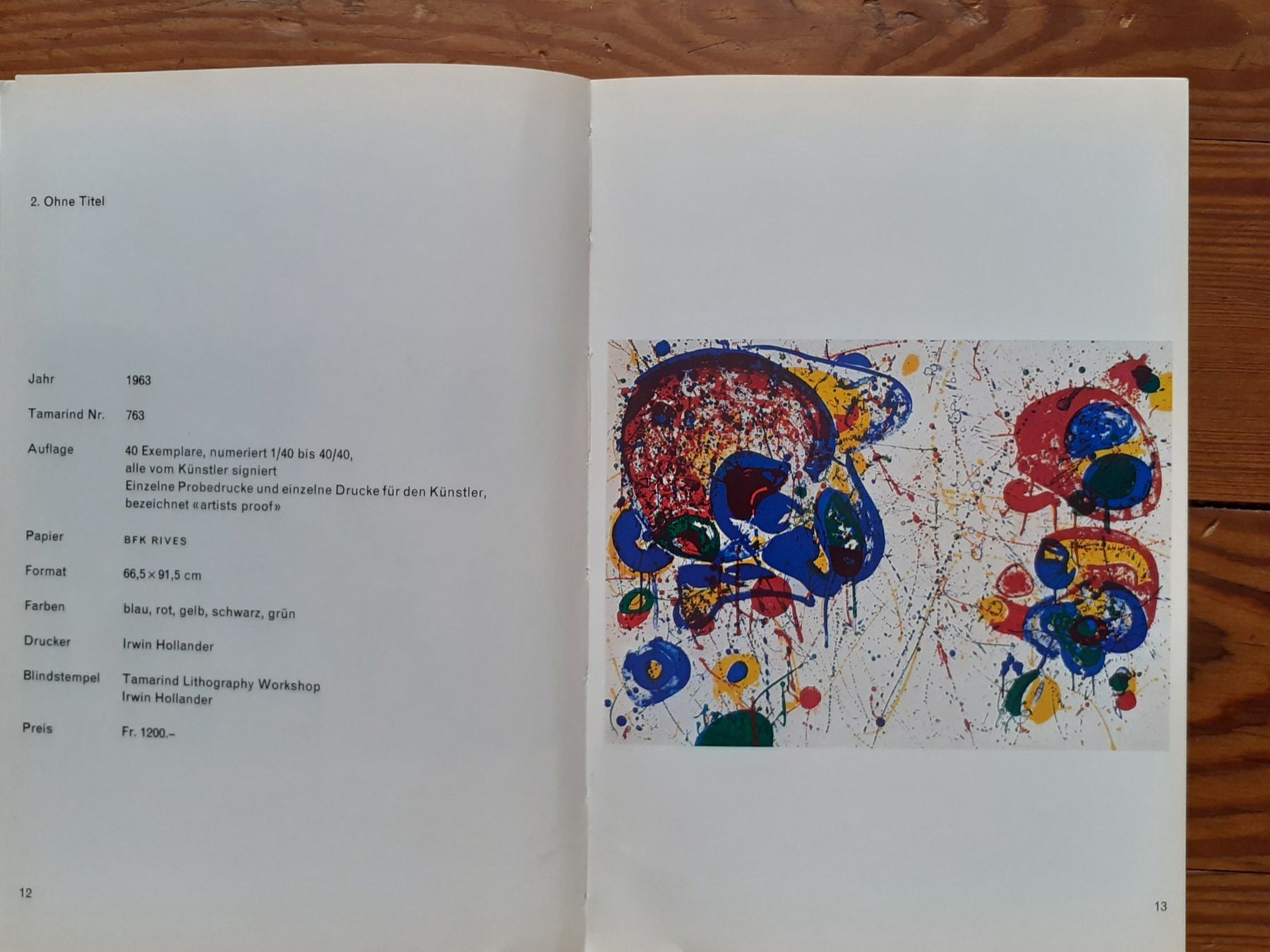 Libri: Sam Francis Lithographien 1963  Katalog Kornfeld, Bern – Usato da Basel venduto da ideashop 4