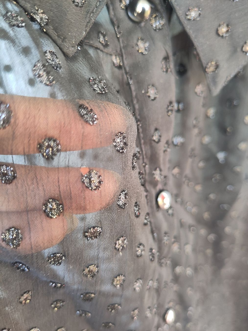 Chemisiers: Schwarze transparente Bluse Dots Schleifenkragen, Oversize – D'occasion à Winterthur par Rahaha 3