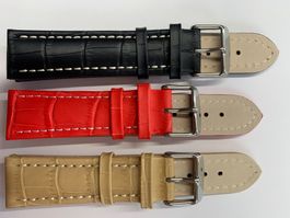 3 Stück Uhrenarmband 22.5mm Leder, gemischt