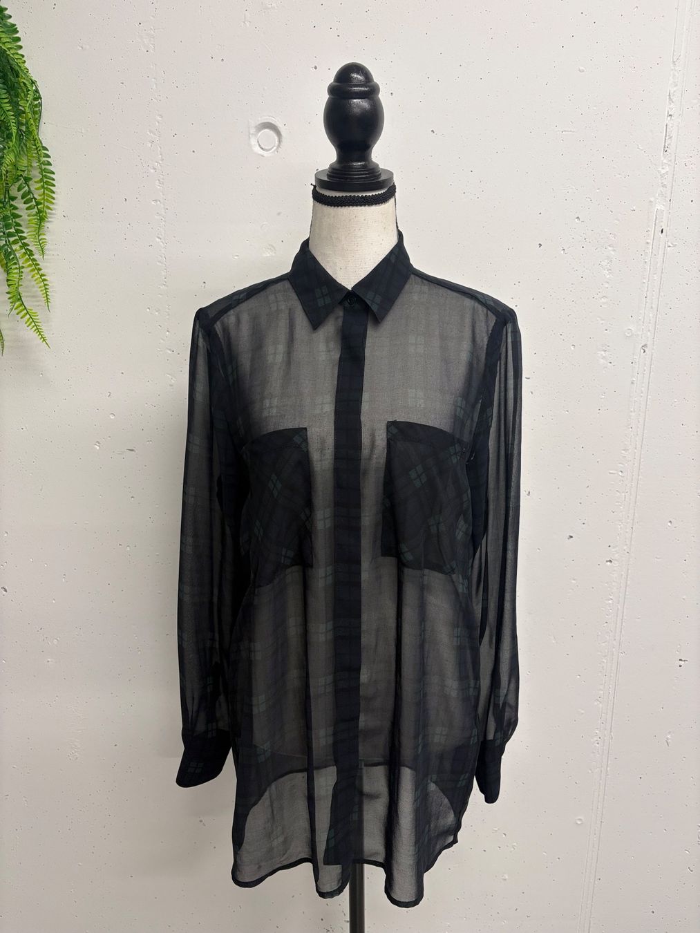 Camicette: McGregor Bluse transparent kariert schwarz Gr. 38 – Nuovo (secondo la descrizione) da Regensdorf venduto da sec_l5cr 1
