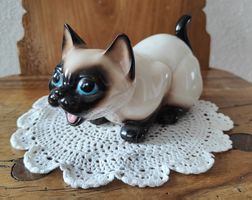 Siamkatze Porzellan mit blauen Augen ca. 21cm 