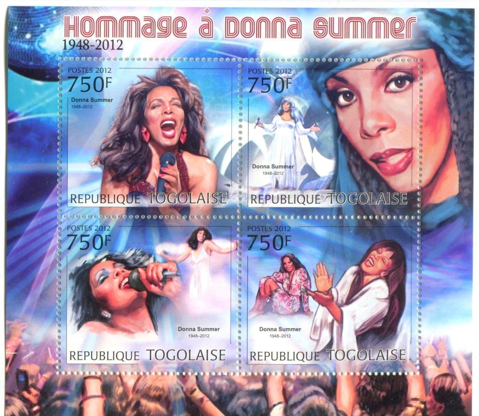 Tutti i francobolli: Block "Donna Summer". Togo. – Nuovo e nell'imballaggio originale da Basel venduto da Butsch5