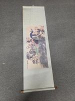 Asiatische Schriftrolle Pfau Motiv guter Zustand