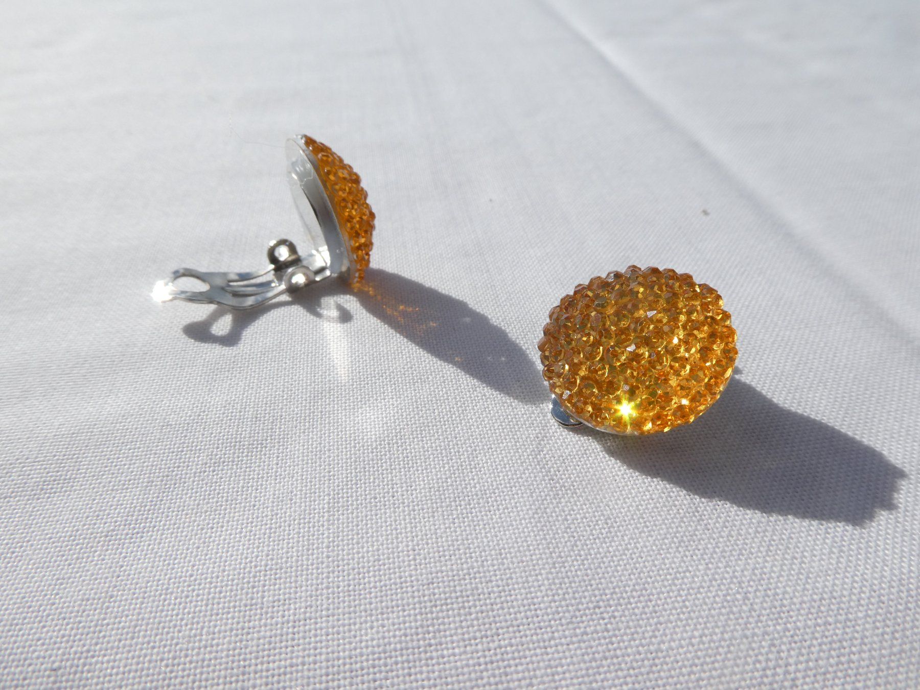 Orecchini pendenti & Orecchini a lobo: Ohrclips, goldgelber Strass, Modeschmuck / NEU – Nuovo (secondo la descrizione) da Gattikon venduto da kaandooh 2