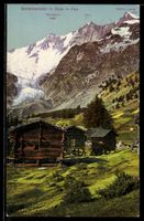 Saas-Fee, Getreidestädel mit Täschhorn