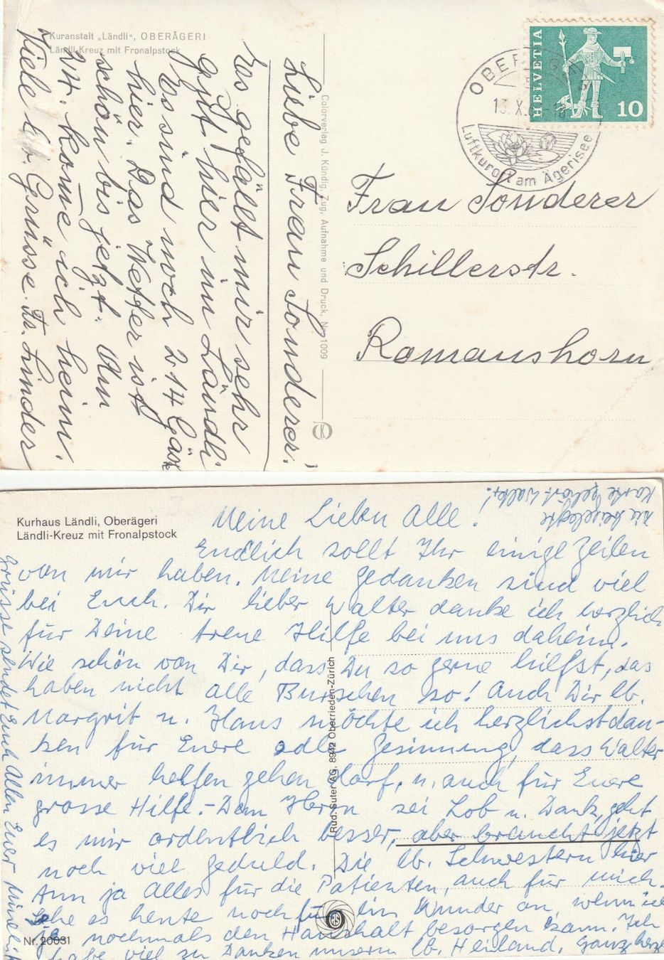 Cartoline postali: Oberägeri - Kurhaus Ländli - 2 Karten – Usato da uttwil venduto da Koehlerfred 1