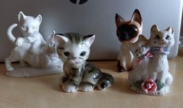 4 Katzenfiguren, Vintage-Stil, Deko, für Sammler