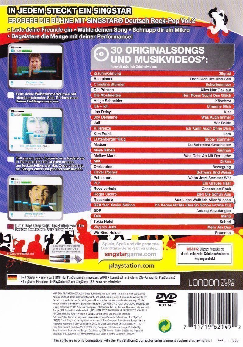 Sony Giochi: SingStar Deutsch Rock-Pop - Vol.2 - PS2 – Usato da Pambio Noranco venduto da Pol69 1