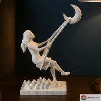 Swing to the Moon Sculpture – Dreamy Art Piece - 3D Printed