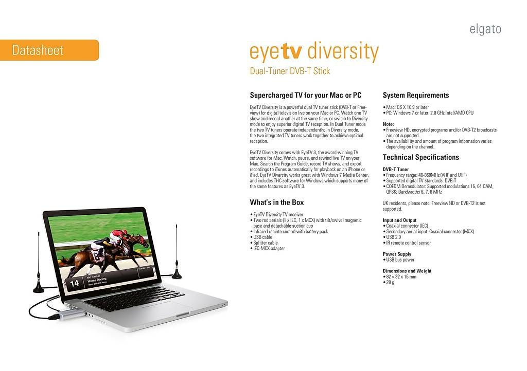 Ricevitori: eyetv diversity dual tuner dvb t stick – Nuovo e nell'imballaggio originale da Torny le Grand venduto da cla_w6np 2