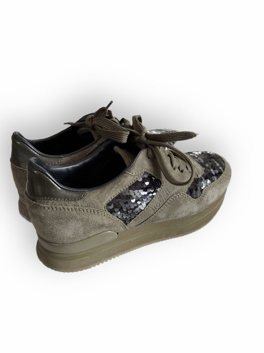 Damenschuhe: Baskets Hogan daim kaki avec sequins – Neu (gemäss Beschreibung) aus Bruson von yoard