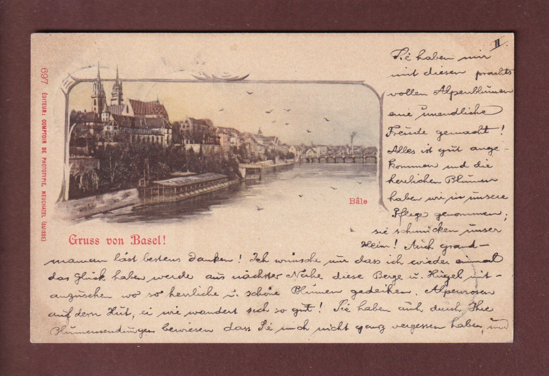 Cartoline postali: Gruss von BASEL - 1899 CPN – Usato da Pully venduto da nicecards
