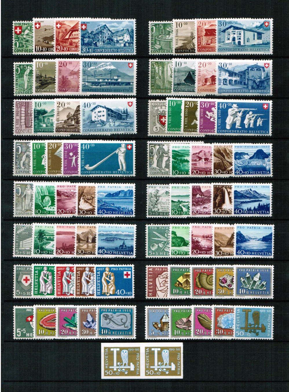 Tutti i francobolli: Pro Patria - komplett 1938-1960 ** – Nuovo (secondo la descrizione) da Bern venduto da peri02 1