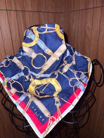 CELINE Paris Vintage Tuch 45x45 Marine Gold