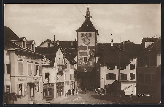 Cartoline postali: AK Liestal, Geschäfte am Stadttor – Usato da Berlin venduto da bartko-reher