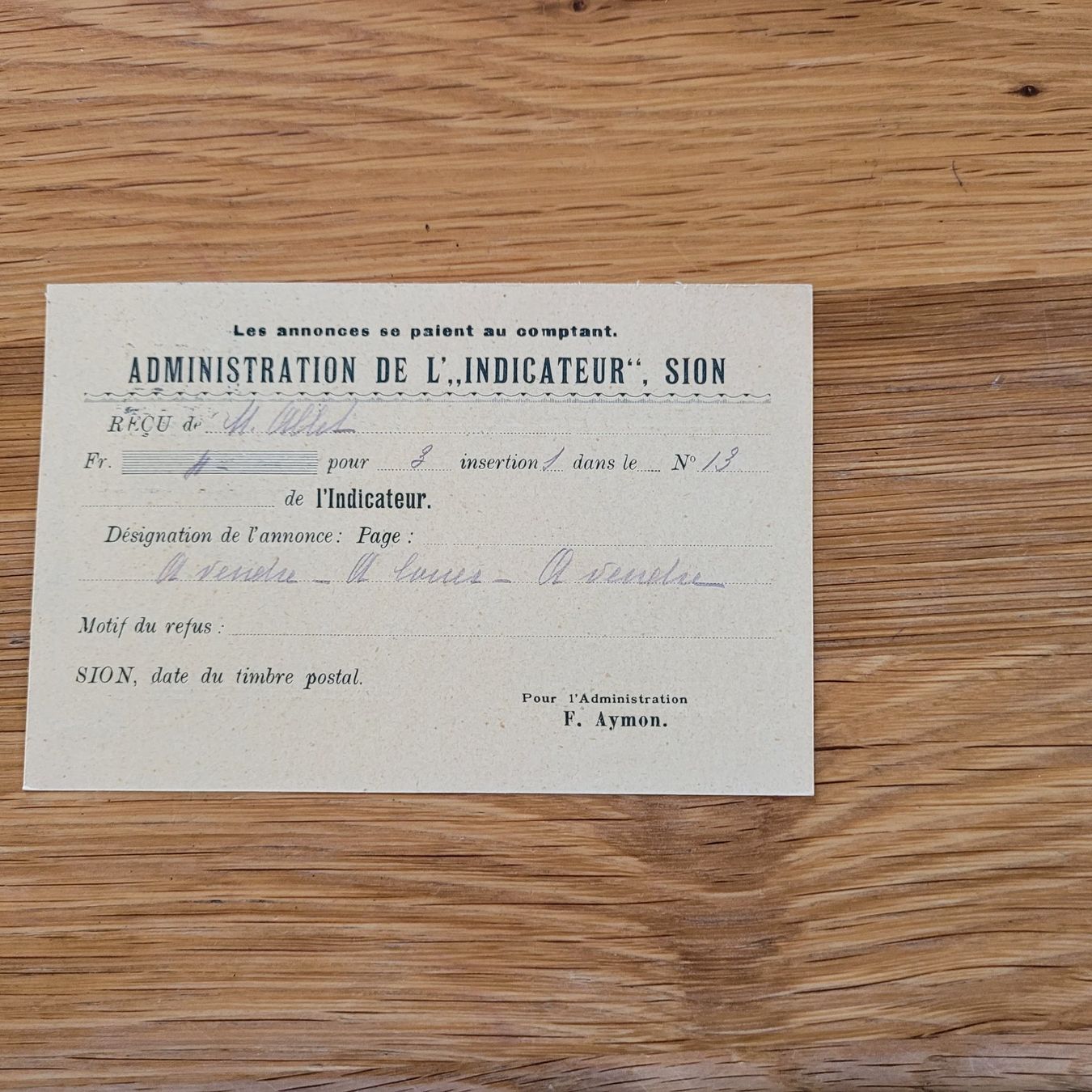 Alle Briefmarken: Nachnahme Sion 1915 – Gebraucht aus Biel/Bienne von Destockweb 1
