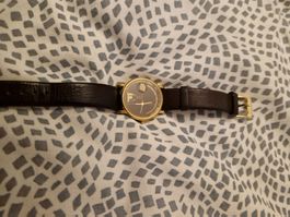 Armbanduhr Frauenkirche Dresden gold schwarz Leder
