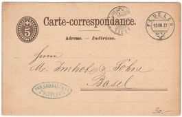 FLÜELEN auf Ganzsachen-Postkarte mit Privatzudruck von 1877