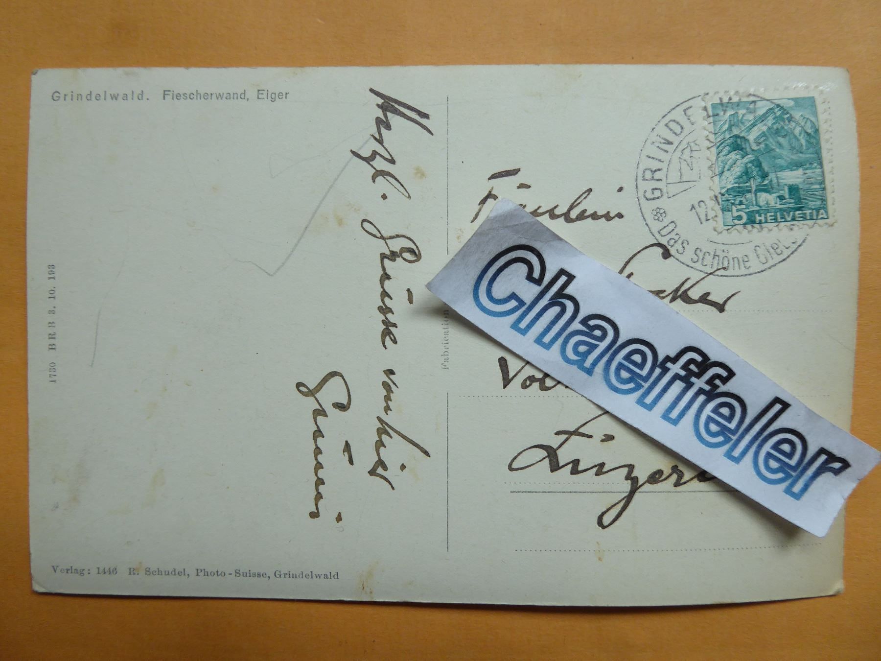 Cartoline postali: Grindelwald. Fiescherwand, Eiger – Usato da Zürich venduto da Chaeffeler 1