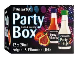 Party Box mit 12 Shots, Pflaume und Feigen Likör 20%