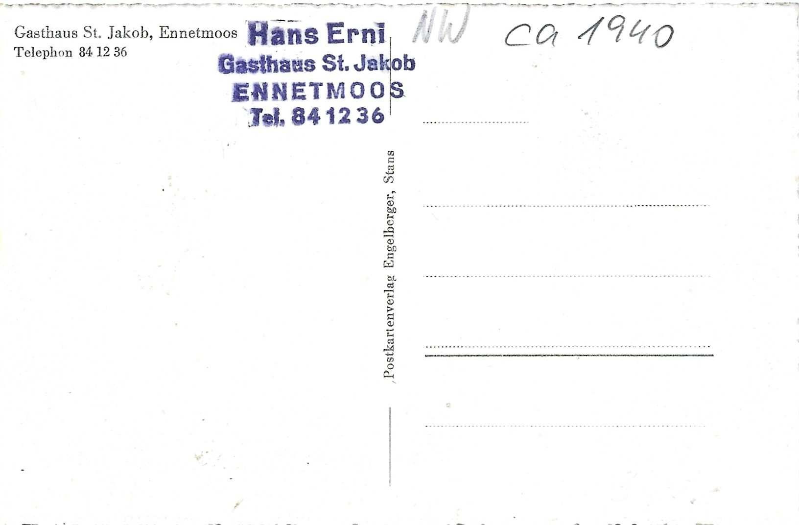 Cartoline postali: Ennetmoos NW Rest St.Jakob Hans Erni mit Postauto ca. 1940 – Nuovo (secondo la descrizione) da Ennetmoos venduto da Ambuman 2