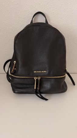 Michael Kors Rhea Zip Backpack - Black Leather