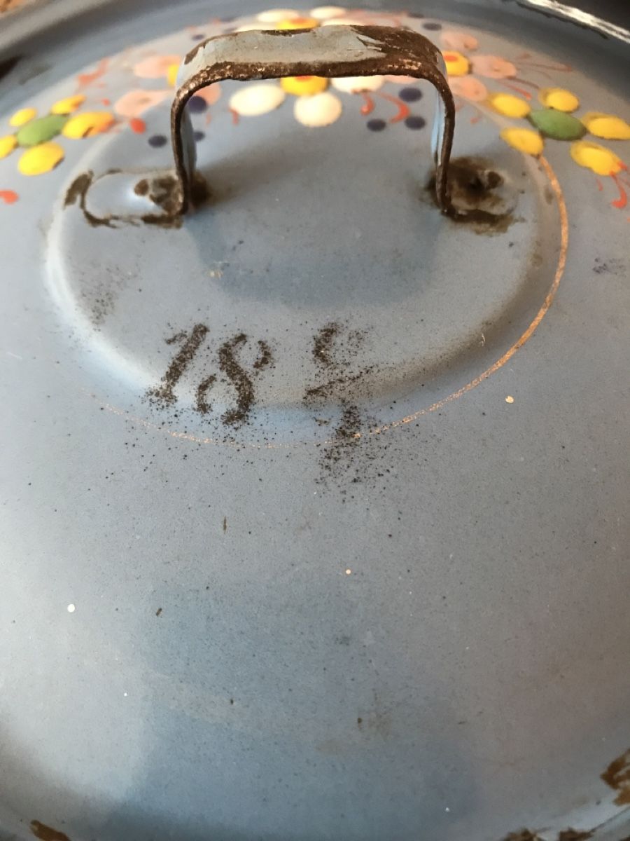 Pentole: Emaille Topfdeckel blau Blumen – Usato da Rapperswil SG venduto da cosiba01 4