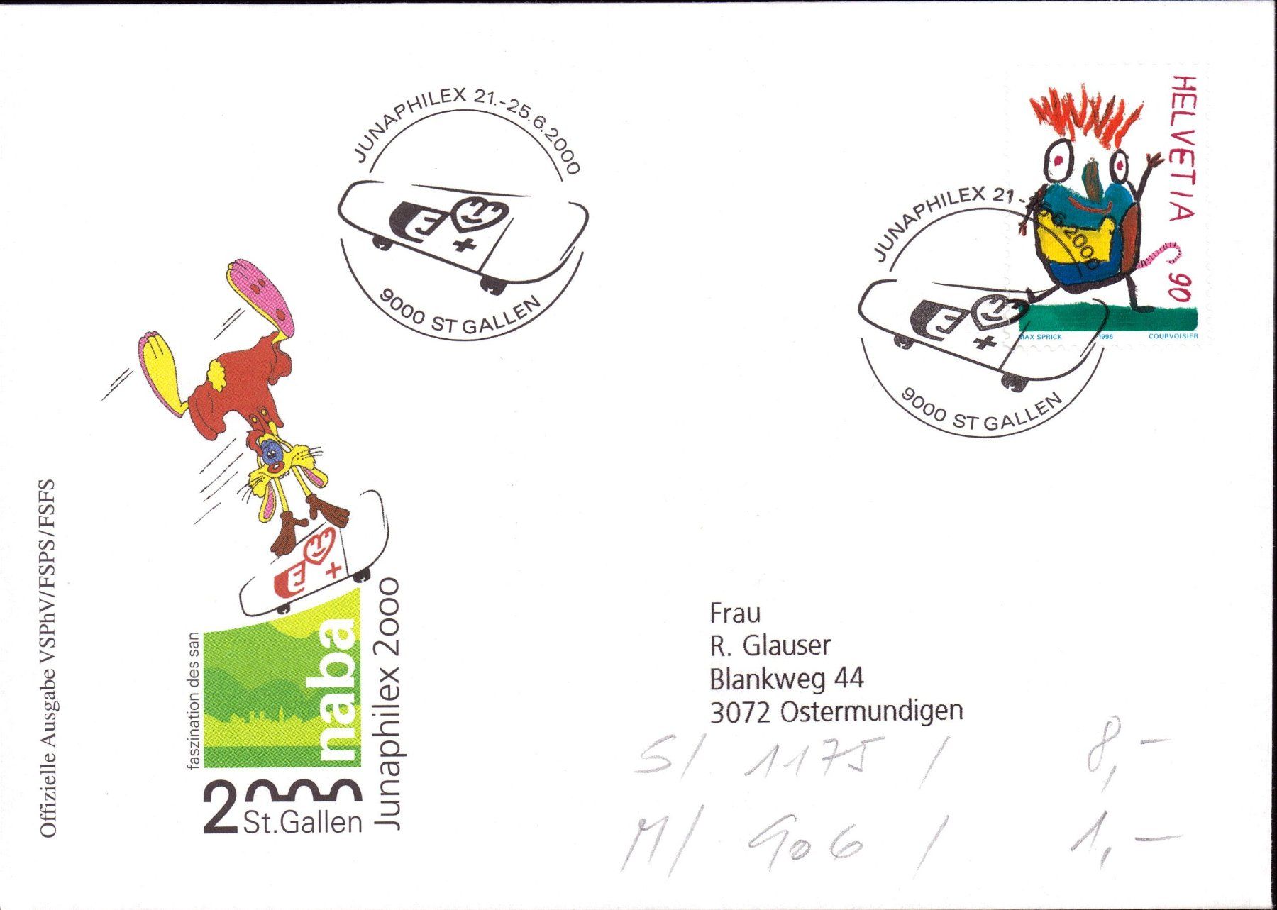 Tutti i francobolli: 2000 Brief St.Gallen Junaphilex – Usato da Eggersriet venduto da stamp303